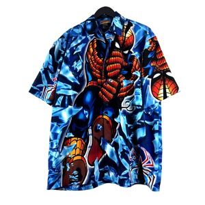 Vintage Spiderman Marvel Comics Avengers Allover Print Shirt Sz M Medium